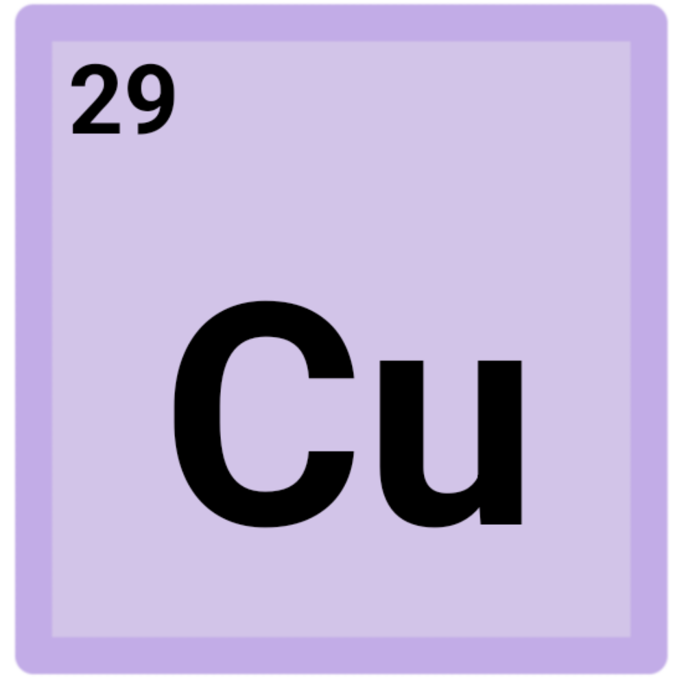 A pastel purple square with 'cu' in the middle and '29' in the top left corner.